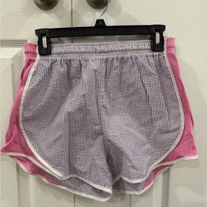 Lauren James Purple Seersucker Athletic Shorts